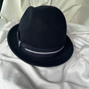 BIGALLI navy blue hat wool felt  FEDORA Size Small
